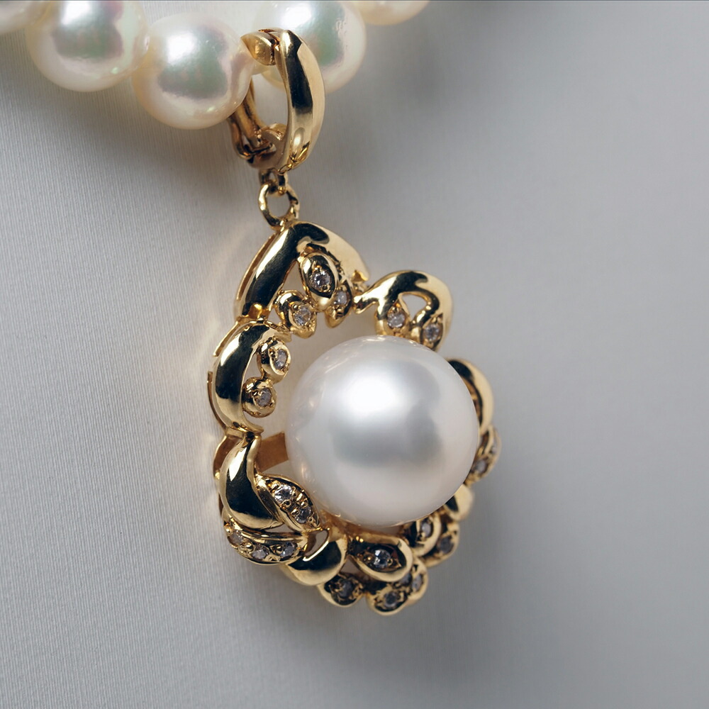 楽天市場】K18 南洋真珠 クリッカーペンダントトップ 11mm up/アコヤ