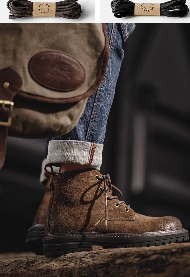 楽天市場】ワークブーツ メンズ スエード レースアップ ダークブラウン