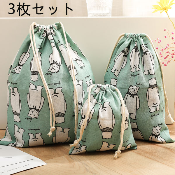 楽天市場】巾着袋3枚セット☆3点以上1点650円☆送料無料☆19柄人気柄