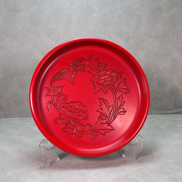 楽天市場】村上木彫堆朱 花鳥文様 盆 0026漆器 天然木 漆伝統的工芸品