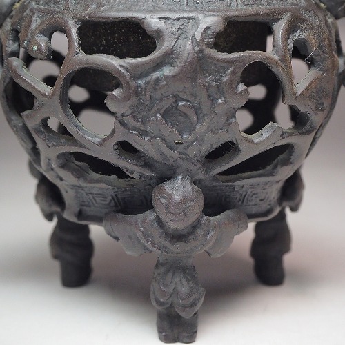 楽天市場】梅獅子文香炉 鉄製 0151香道 茶道 書道 煎茶道古道具 古民具