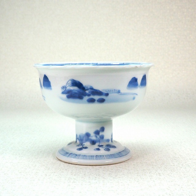 古伊万里 染付 盃洗 格子柄 杯洗 古美術 江戸期 古伊万里 染