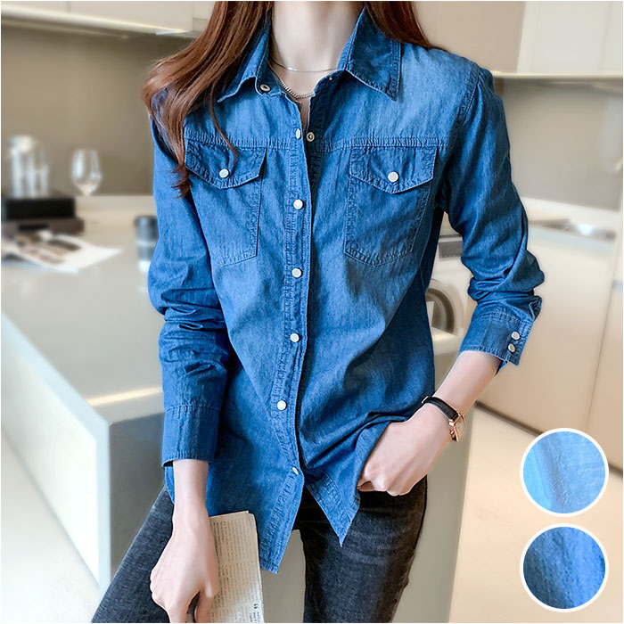 楽天市場】デニムシャツ レディース 長袖 定番 ウエスタンシャツ 長袖
