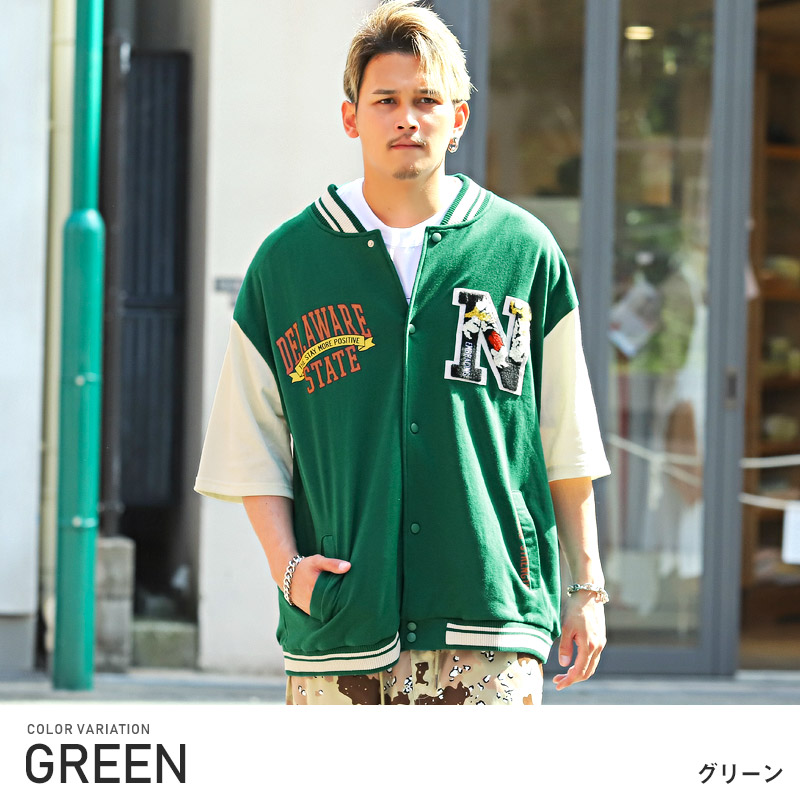 楽天市場】△送料無料△ スタジャン メンズ 半袖 アウター サガラ刺繍