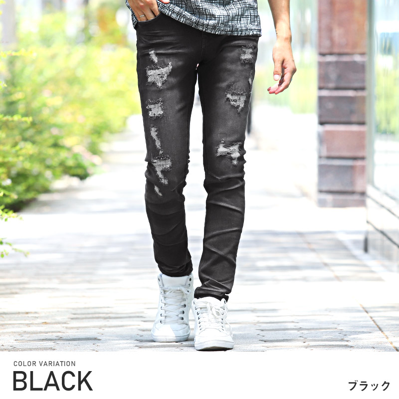楽天市場】△送料無料△ デニムパンツ メンズ スキニー ダメージ加工