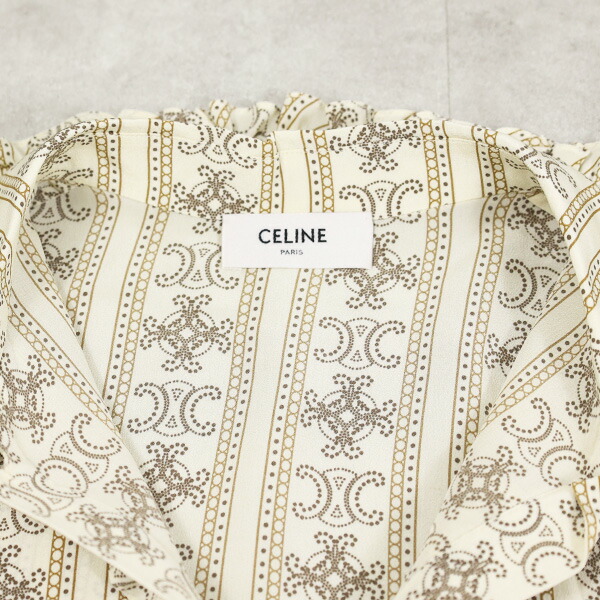 楽天市場】CELINE セリーヌ Triomphe Frill Blouse クレープ ド シーヌ