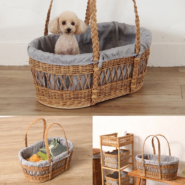 楽天市場】ペットキャリーバッグ バック バスケット ラタン 籐 かご