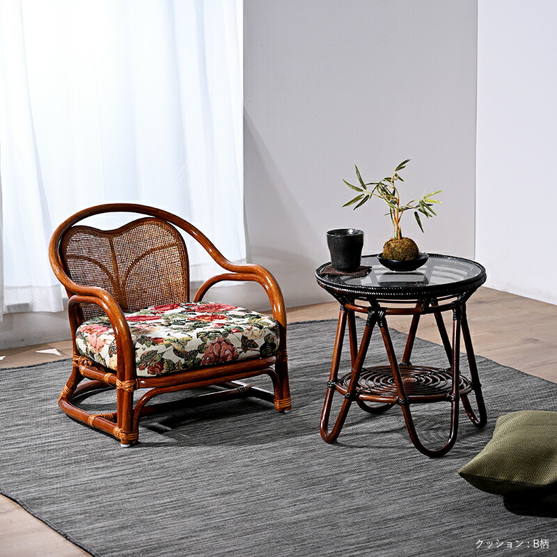 楽天市場】籐の椅子 座椅子 おしゃれ 肘掛付き 選べるクッション3種類