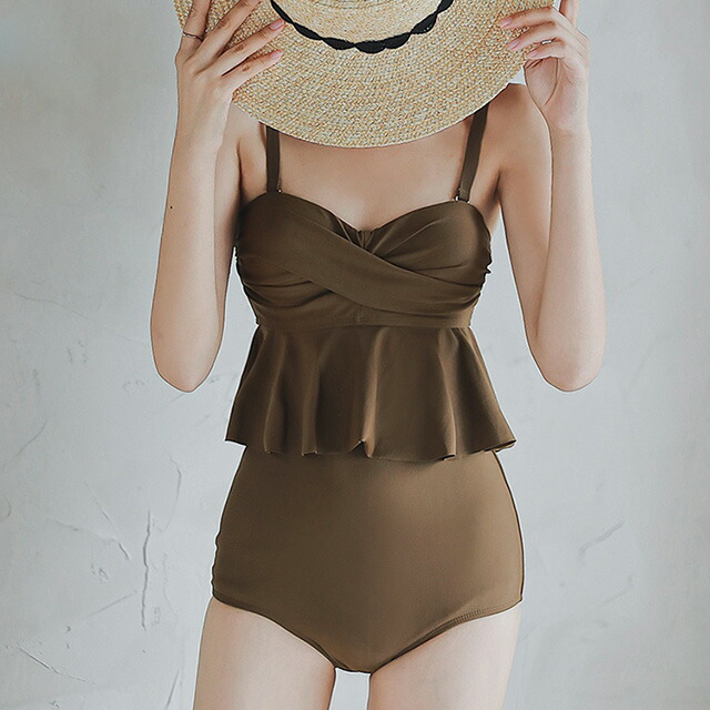 楽天市場】フレアトップス セパレート 水着 ブラウン/ブラック