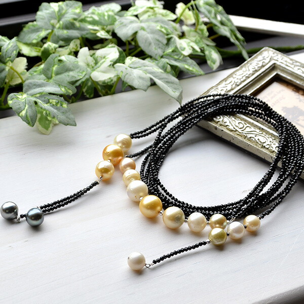 楽天市場】マルチカラー 南洋真珠 ブラックスピネル スーパーロング