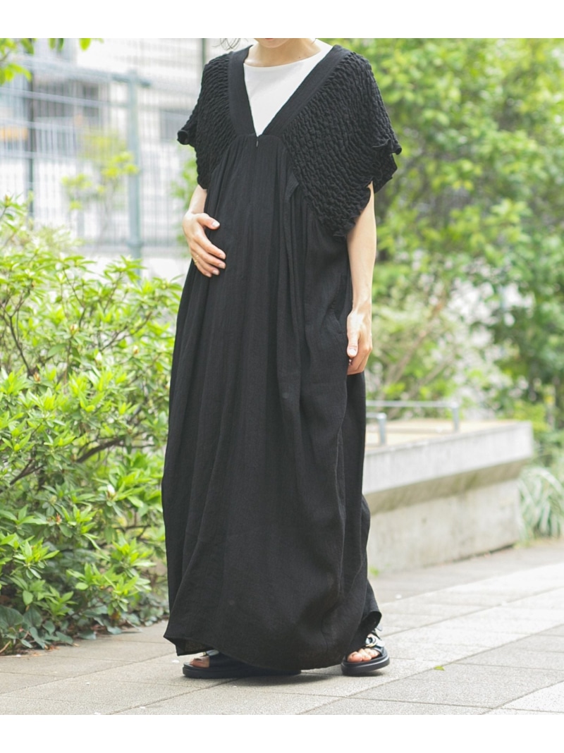 楽天市場】【産前・産後対応】マタニティ/シャーリングVワンピース