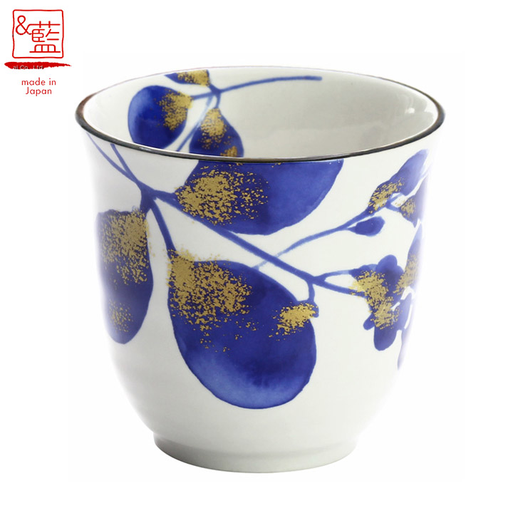 青い竹模様の陶器湯呑み 竹模様のお湯呑み B | fave