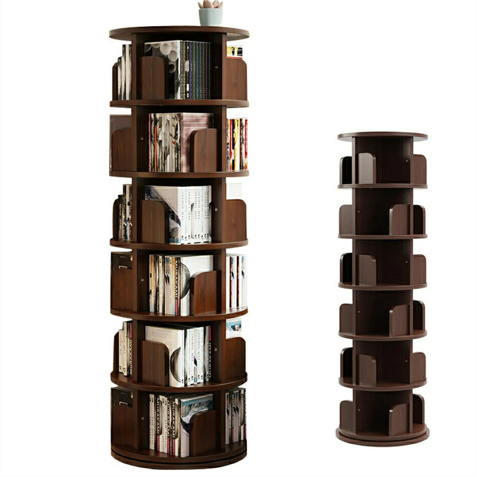 本棚 (回転式本棚) 絵本棚 天然木 漫画 ブックシェルフ (3段)」の人気