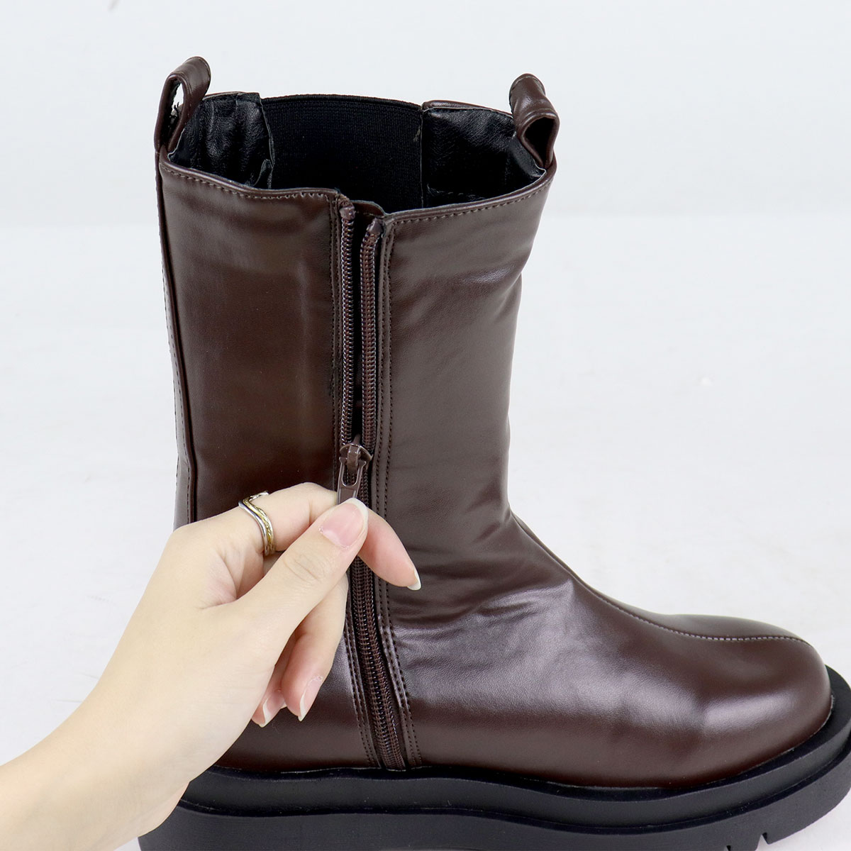 楽天市場】ブーツ レディース 厚底 5cmヒール ミドルブーツ メンズ