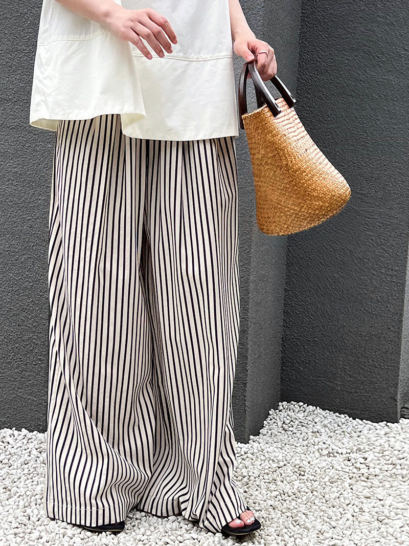 楽天市場】ワイドパンツ レディース ガウチョパンツ ストライプパンツ