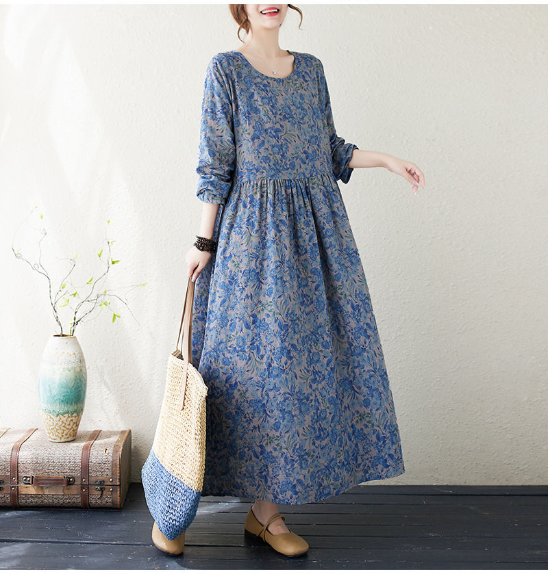 楽天市場】ロングワンピース マキシ丈 エスニックワンピース 長袖 秋