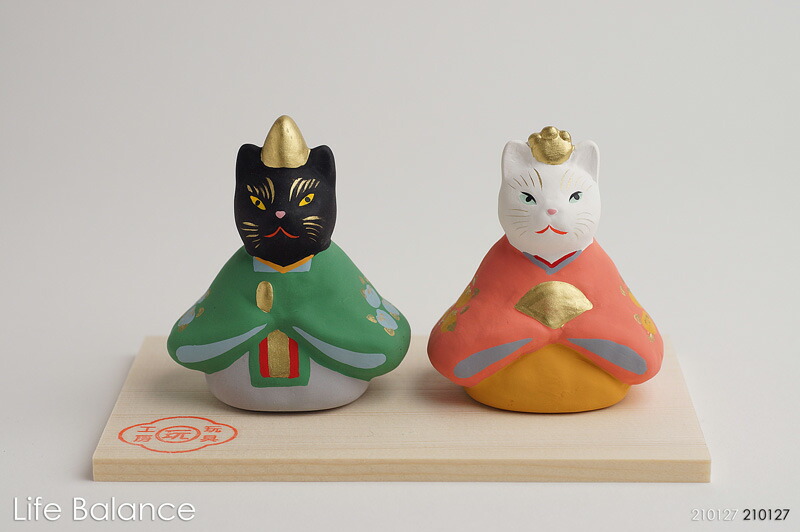 楽天市場】玩具工房 陶器 雛人形 小さいお雛様 猫座雛（橘） GA-4【母