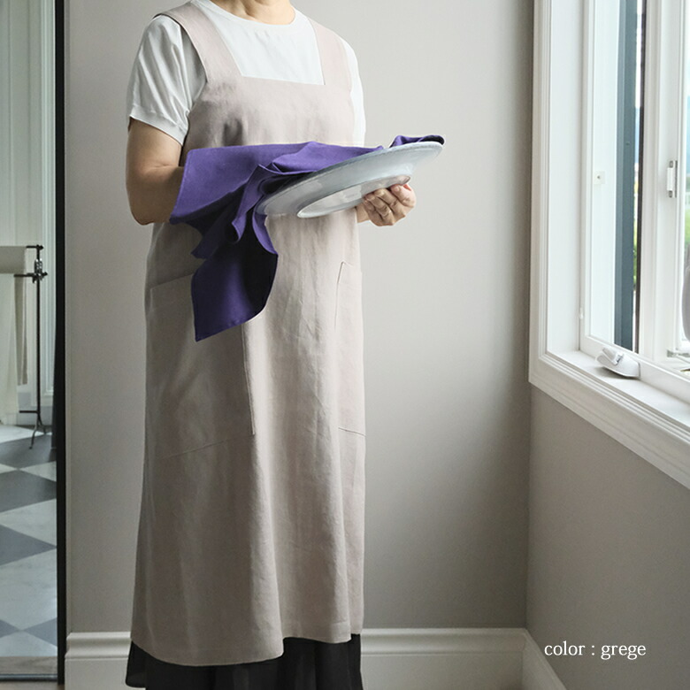 楽天市場】ソフトカラー リネンバッククロス エプロン/ 日本製 麻100