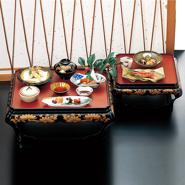 楽天市場】殿様膳 本膳 片面タイプ 高足 朱 干漆タタキ 松竹梅 お膳