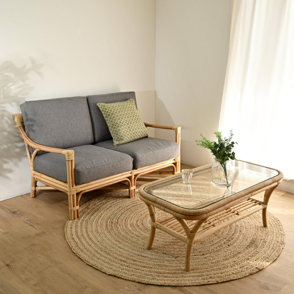 楽天市場】2人掛けソファ ラタン 座面高40cm クッション付 Breeze