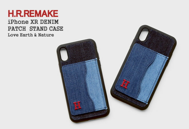 楽天市場】HRリメイク/H.R.REMAKE iPhoneXRデニムパッチスタンドケース