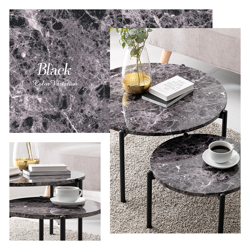 楽天市場】大理石調丸型ネストテーブル【Marble】マーブル(ネスト