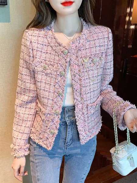 楽天市場】ノーカラージャケット ショートジャケット ピンク グリーン