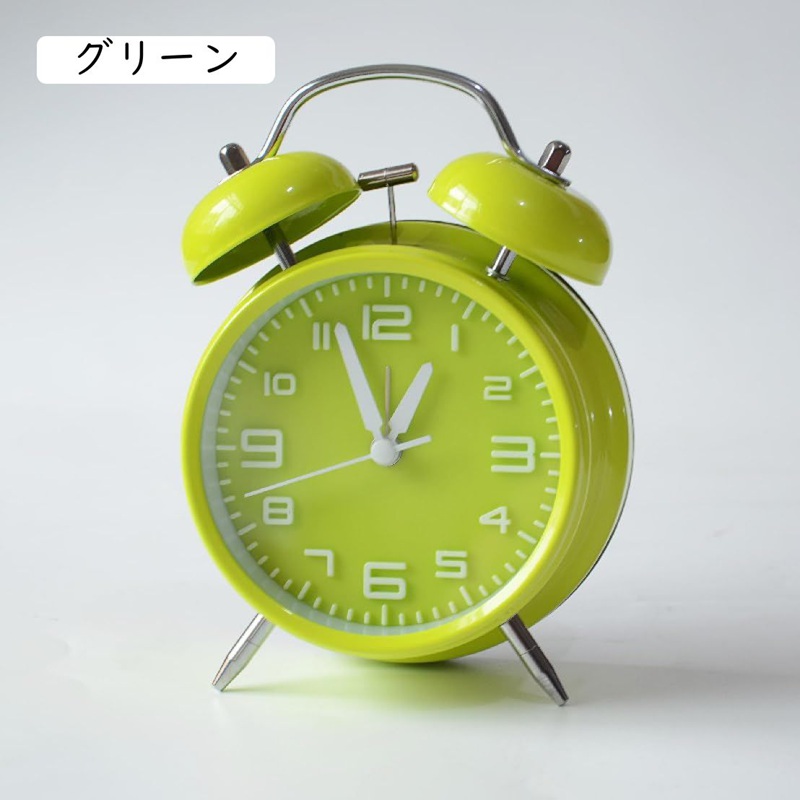 楽天市場】ツインベル付き めざまし時計 グリーン 小さな目覚まし時計