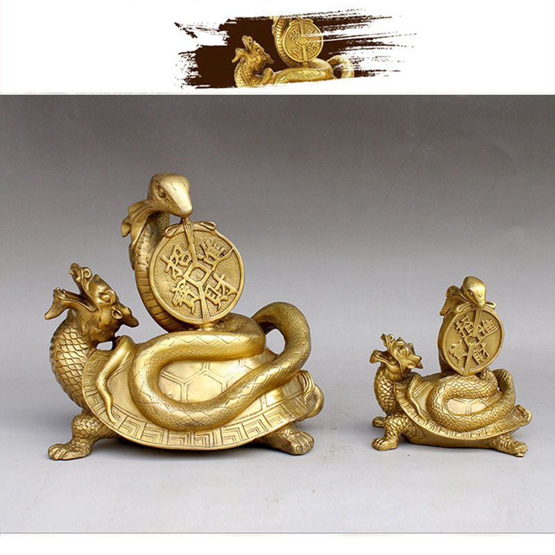 楽天市場】玄武 風水グッズ 四神獣 置物 銅製 霊獣 龍亀 ヘビ 金運