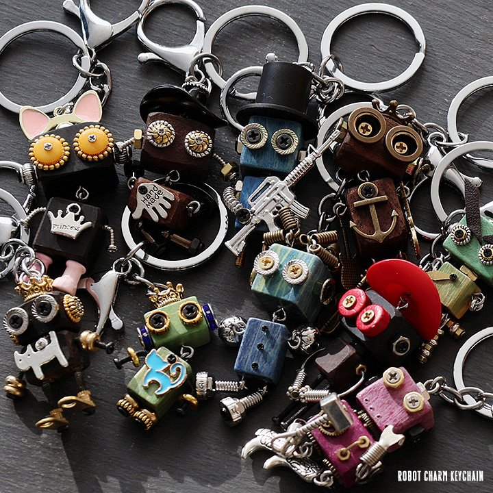 楽天市場】キーホルダー キーリング メンズ レディース ロボット 木製