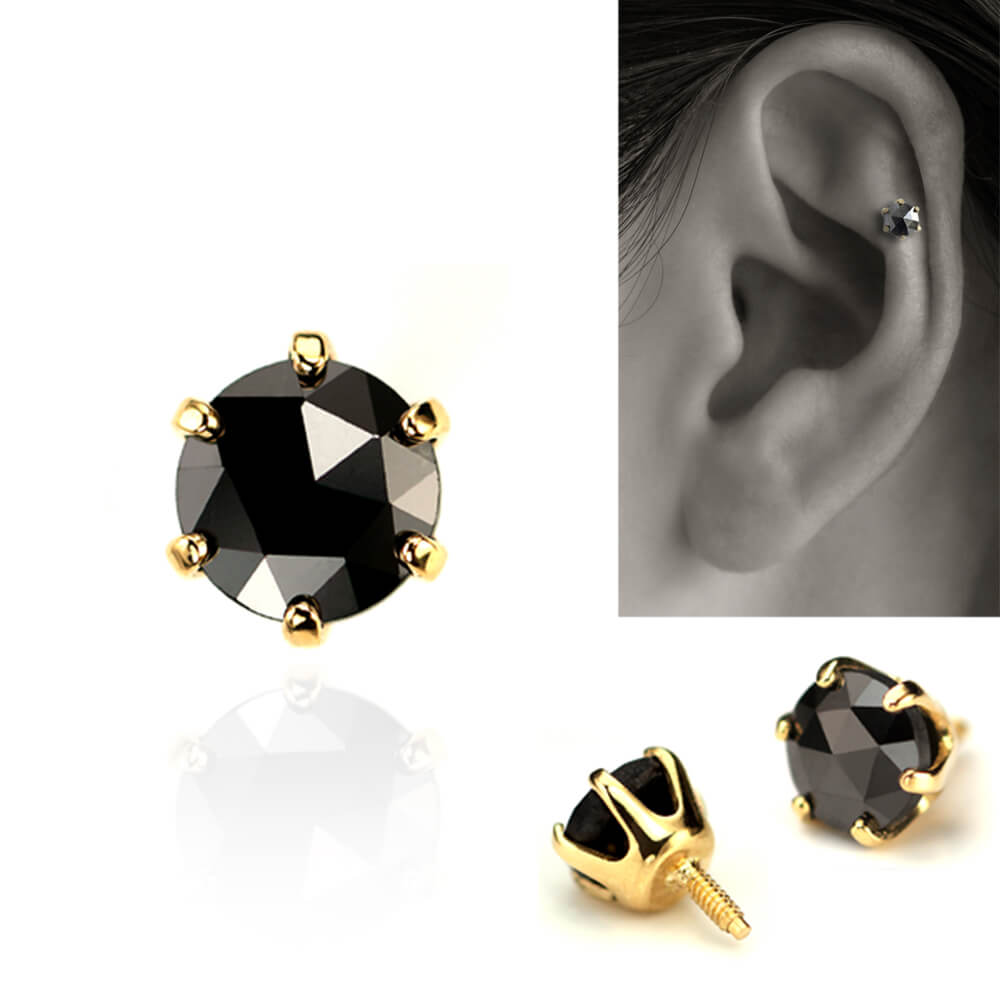 楽天市場】K18/PT ブラックダイヤモンド ボディピアス │ 16G/14G