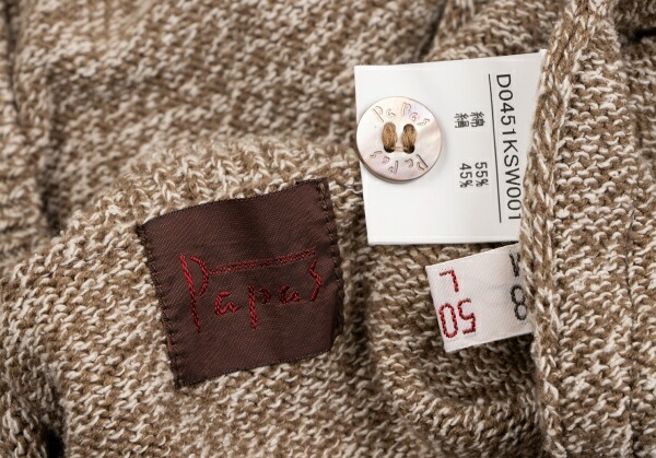 楽天市場】【中古】 パパスPapas シルク混コットンロゴパッチヘンリー