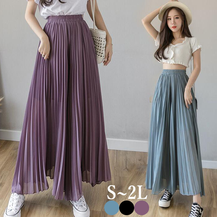 楽天市場】ガウチョパンツ プリーツスカーチョ プリーツパンツ