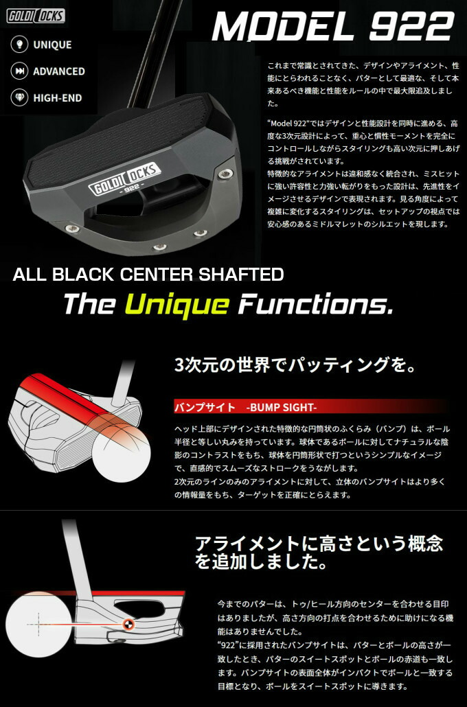 楽天市場】GOLDILOCKS 【ALL BLACK】ゴルディロックス Model 922 CTR