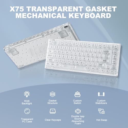 楽天市場】YUNZII X75 ホットスワップメカニカルキーボード 透明なキー