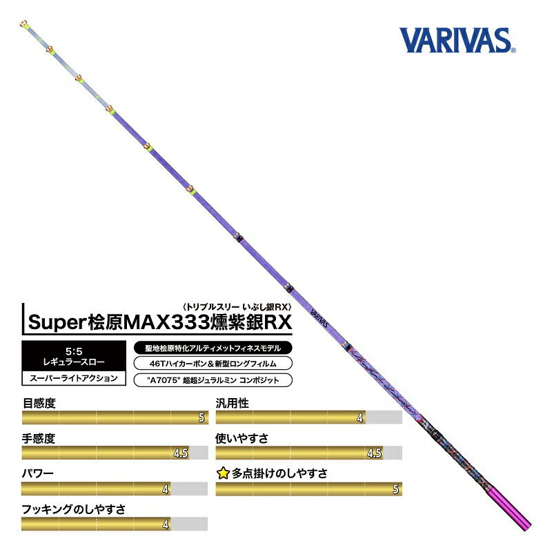 楽天市場】バリバス ワカサギ穂先 Super桧原MAX333 燻紫銀RX(いぶし