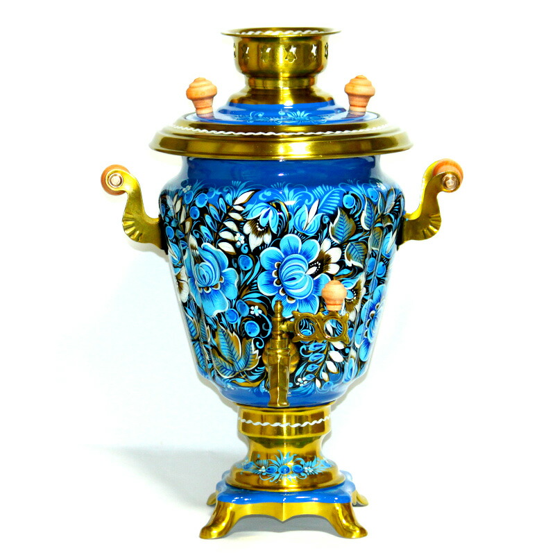 楽天市場】郷愁を誘う！「観賞用・サモワール（青）セット」グジェリ柄