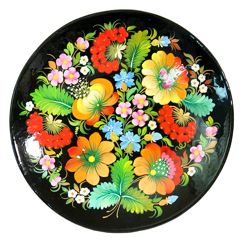 楽天市場】ウクライナ製 美しいペトリキウカ塗木製飾りプレート「春の