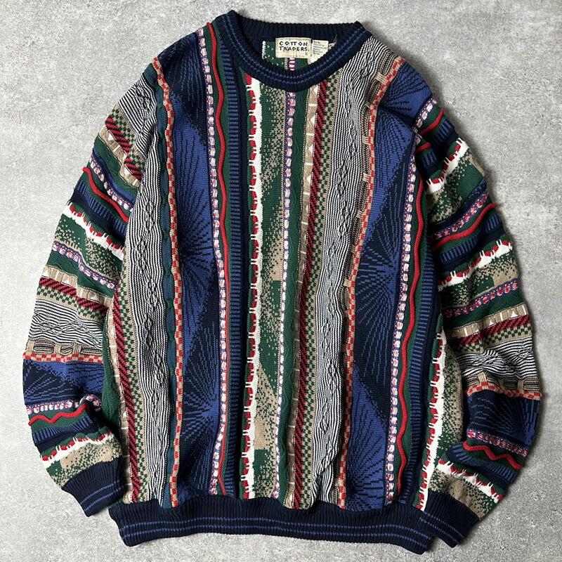 楽天市場】90s COTTON TRADERS 3D 立体編み コットン ニット セーター