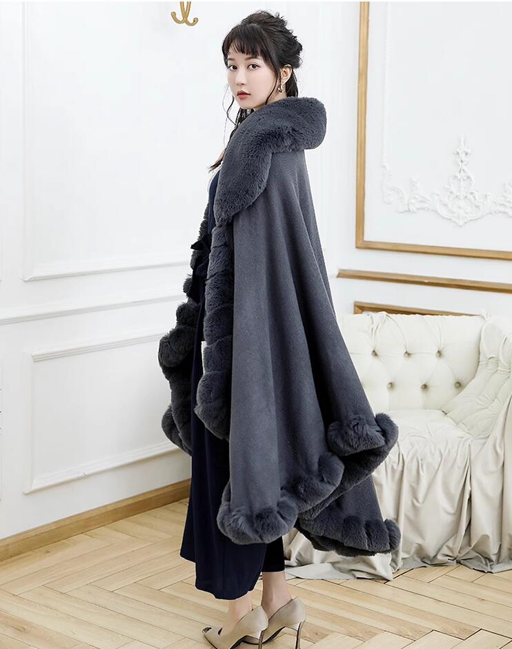 楽天市場】「3color」高級感 フェイクファーケープポンチョ ファー