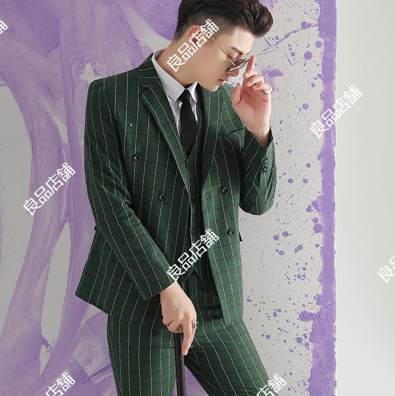 楽天市場】グリーン チェック柄 スリーピース スーツ メンズ