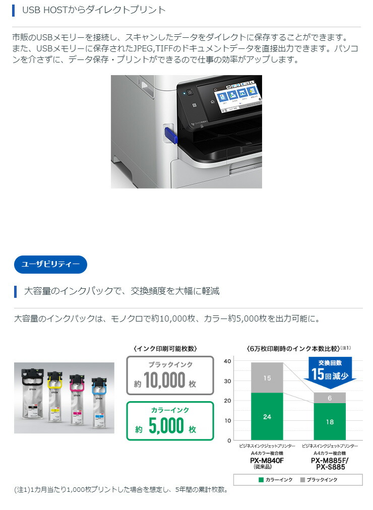 楽天市場】エプソン EPSON カラーインクジェットプリンター PX-S885