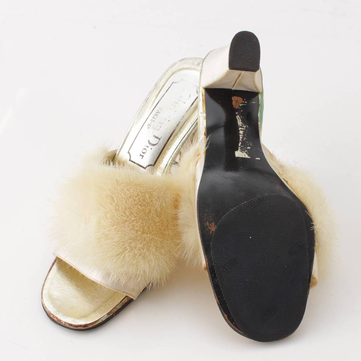 楽天市場】【ディオール】DIOR ミンクファー レザー ヒール サンダル