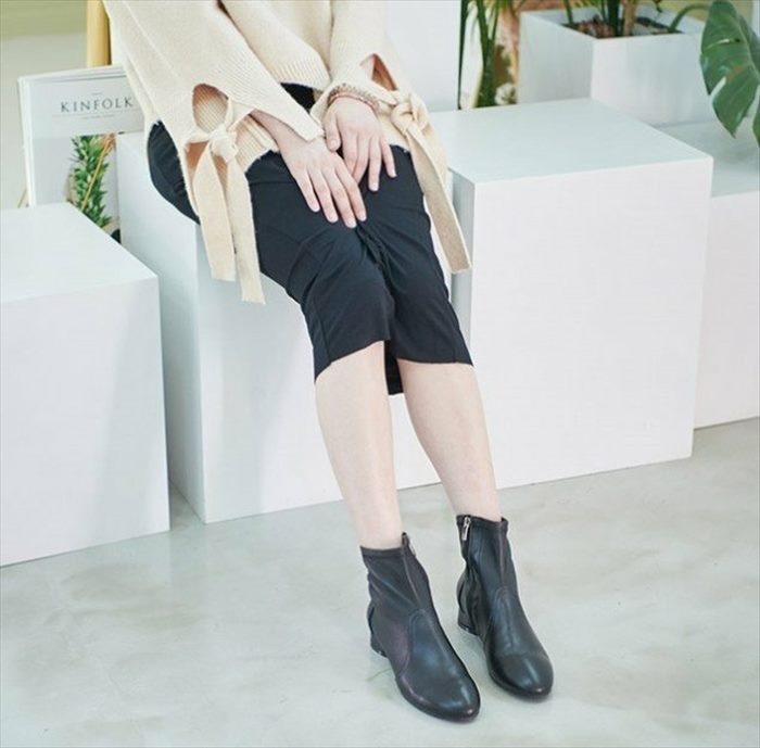 楽天市場】本革 ラム革 ショートブーツ 太ヒール ローヒール