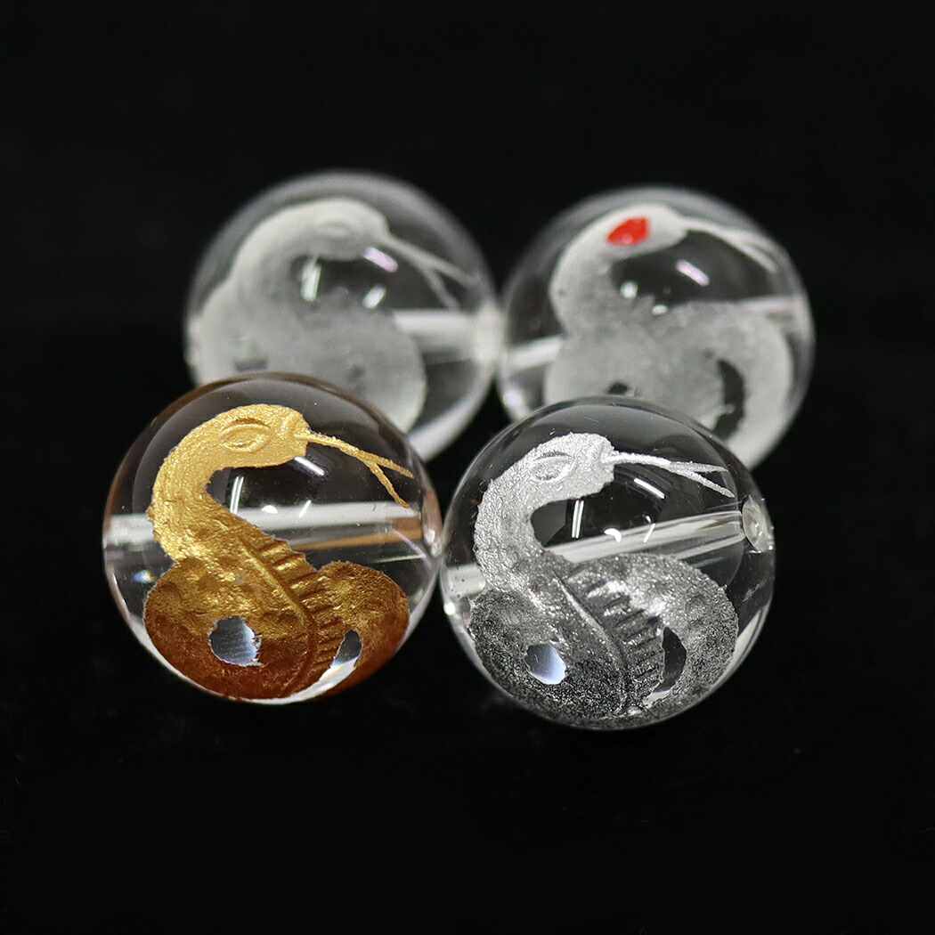 楽天市場】弁財天 天然水晶の手彫り白蛇彫刻 丸玉 10mm 12mm 14mm 16mm