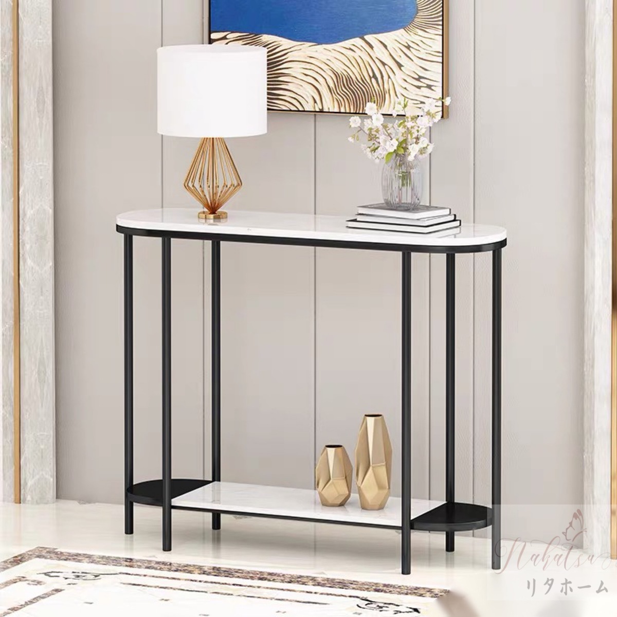 楽天市場】A001246高級人造大理石サイドテーブル コンソールテーブル