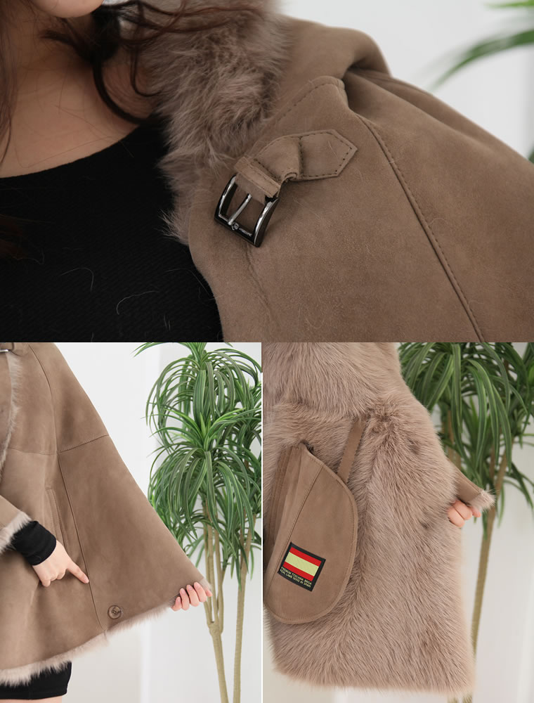 楽天市場】4フックムートンポンチョ ムートン コート ムートンコート