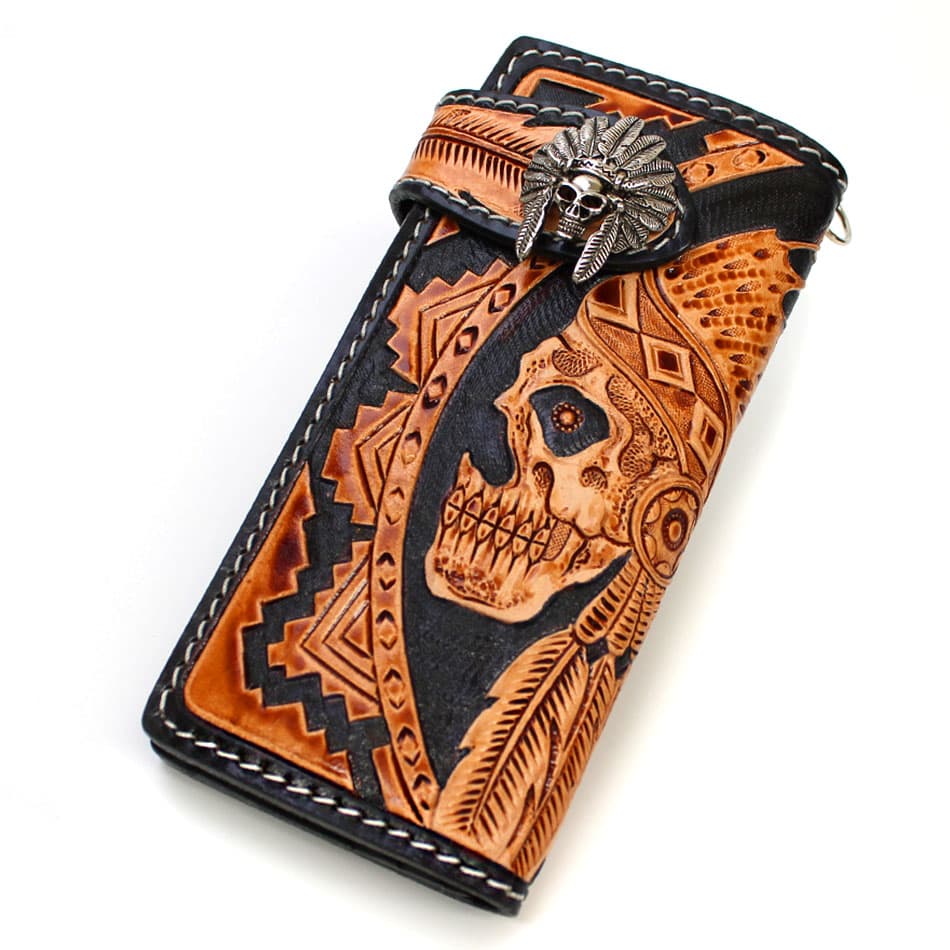 楽天市場】バイカーズウォレット 長財布 スカル インディアン