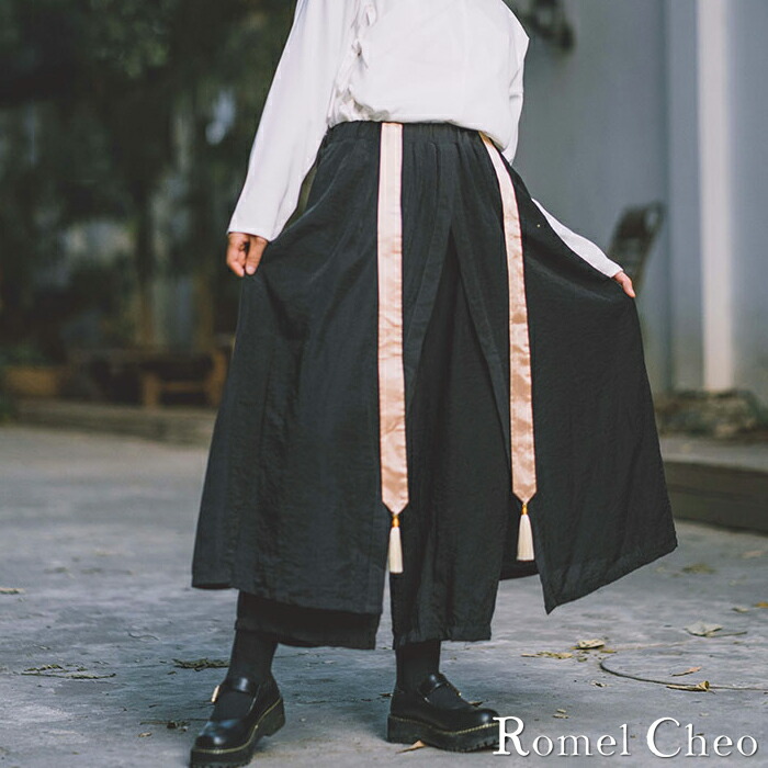 楽天市場】RomelCheo 前掛け 袴パンツ ラップ パンツ エプロン ワイド
