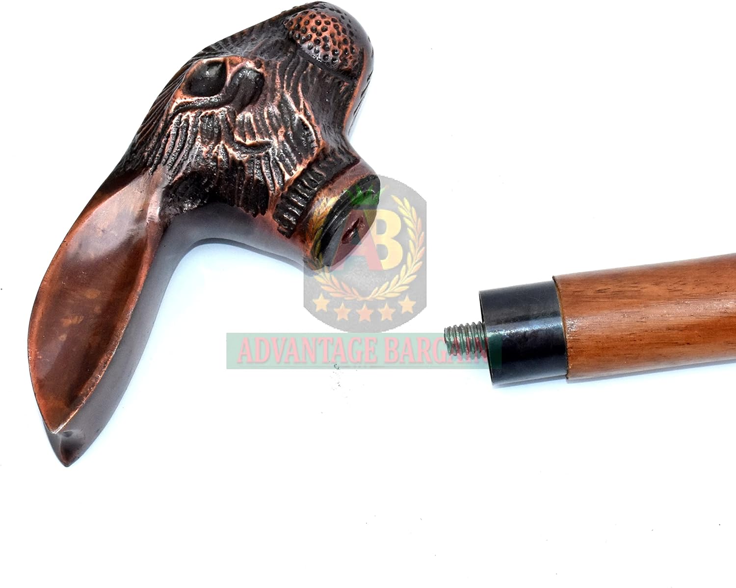 楽天市場】アンティークラビットウサギハンドル レッド天然木ステッキ